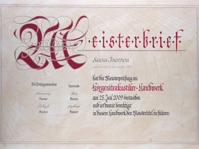 Fraktur Meisterbrief Handwerk