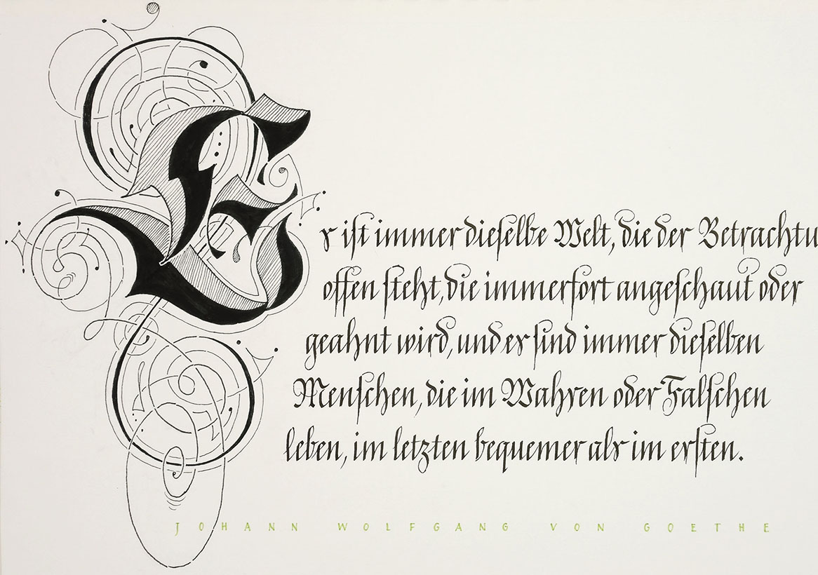 Kalligrafie mit Spiralverzierung