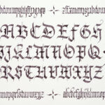 Texturalphabet, geschrieben mit einem Montblanc-Füller mit Kalligrafiefeder